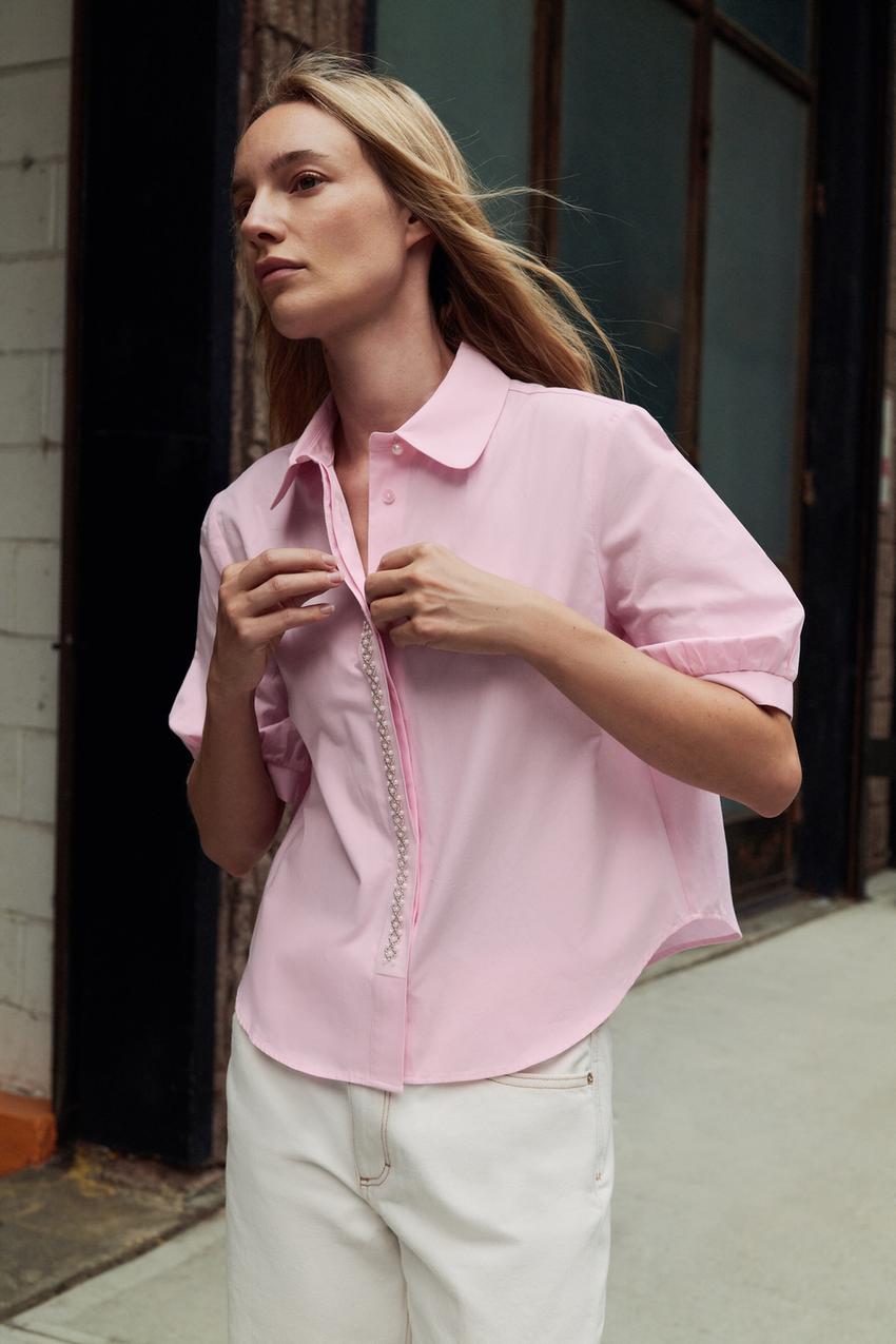 ZARA PEARL POPLIN SHIRT — photo 1