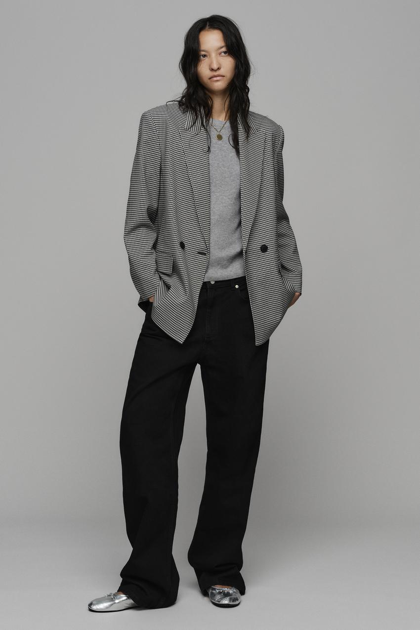 ZARA OVERSIZED HOUNDSTOOTH DOUBLE-BREASTED BLAZER — photo 1