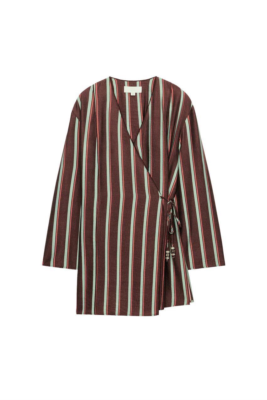 ZARA STRIPED WRAP JACKET — photo 3
