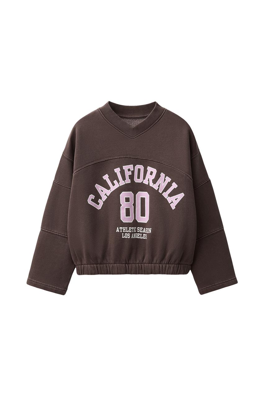 ZARA WASHED-EFFECT GRAPHIC SWEATSHIRT — photo 3