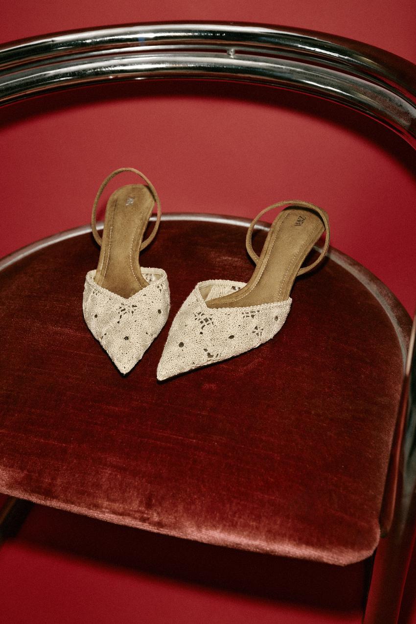 ZARA EMBROIDERED SLINGBACK HEELS — photo 2