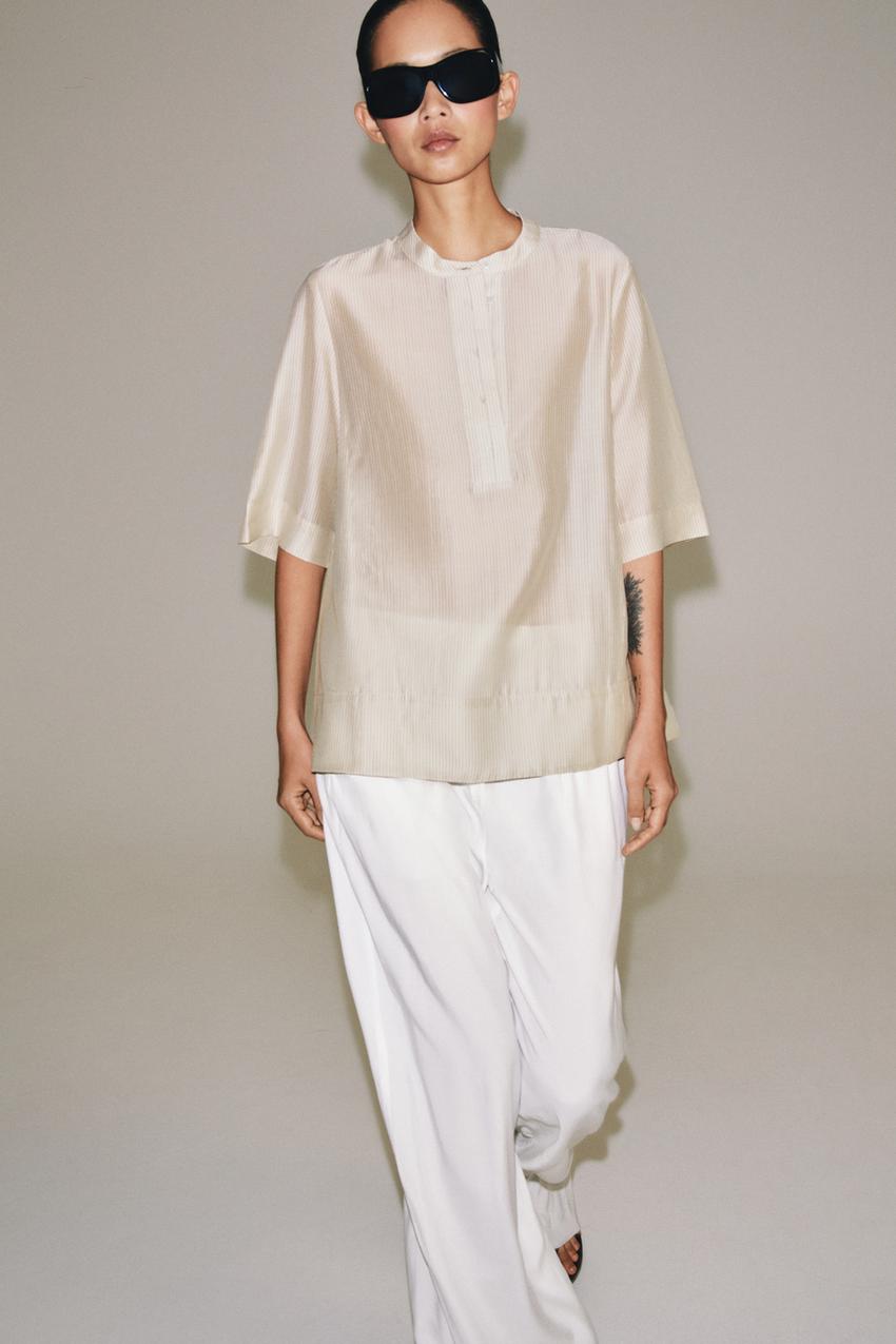ZARA SHORT SLEEVE FLOWY BLOUSE ZW COLLECTION — photo 1