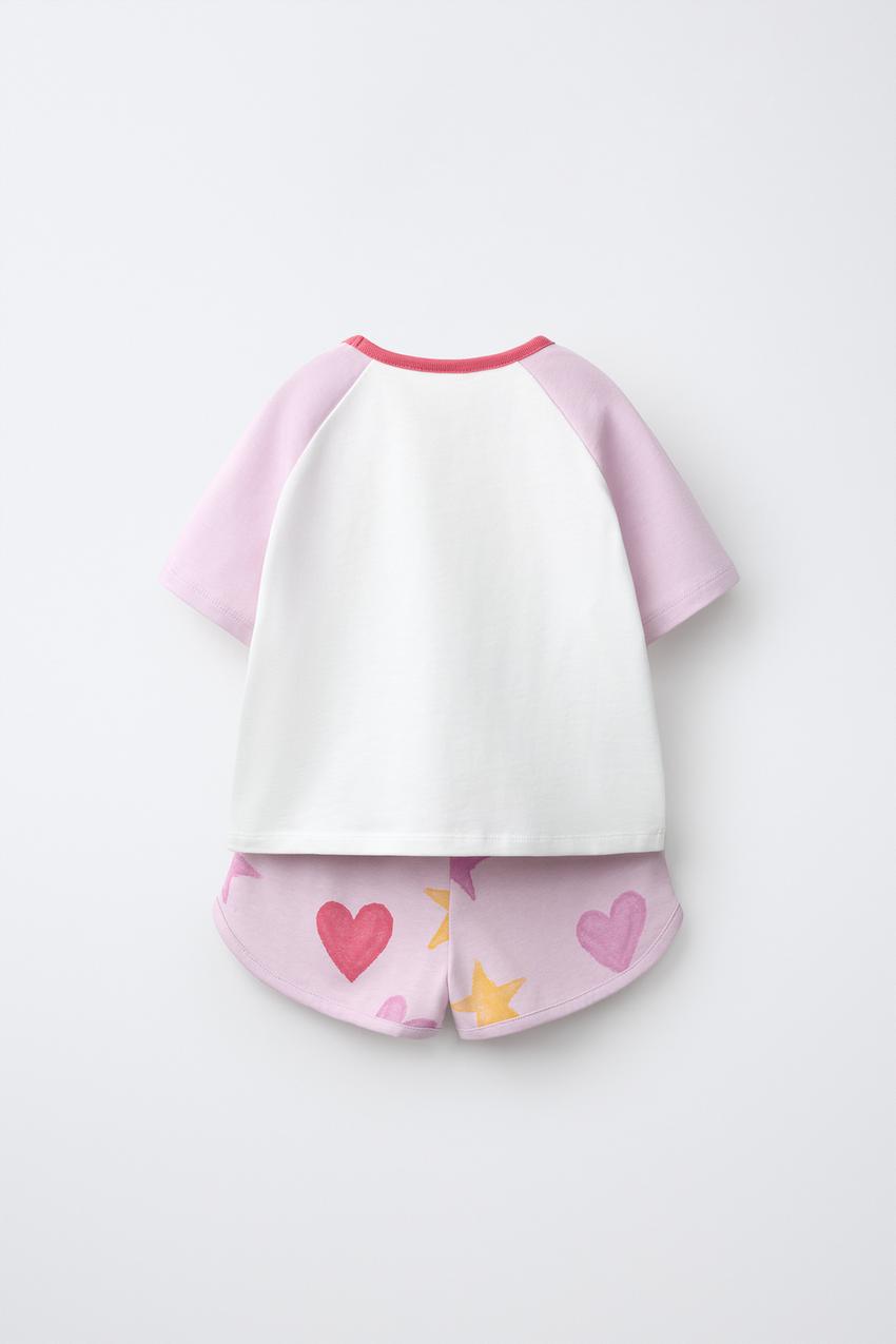 ZARA STAR AND HEART RAGLAN T-SHIRT AND BERMUDA SHORTS SET — photo 2