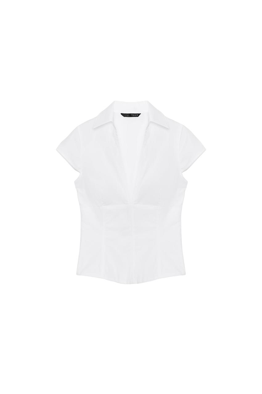 ZARA CORSET-STYLE POPLIN SHIRT — photo 3