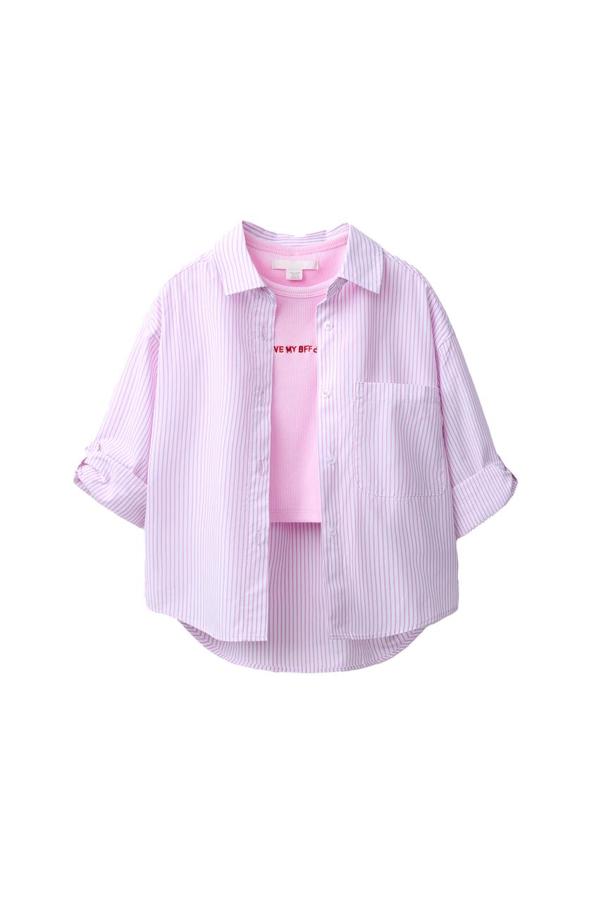 ZARA STRIPED SHIRT AND EMBROIDERED RIB T-SHIRT PACK — photo 3