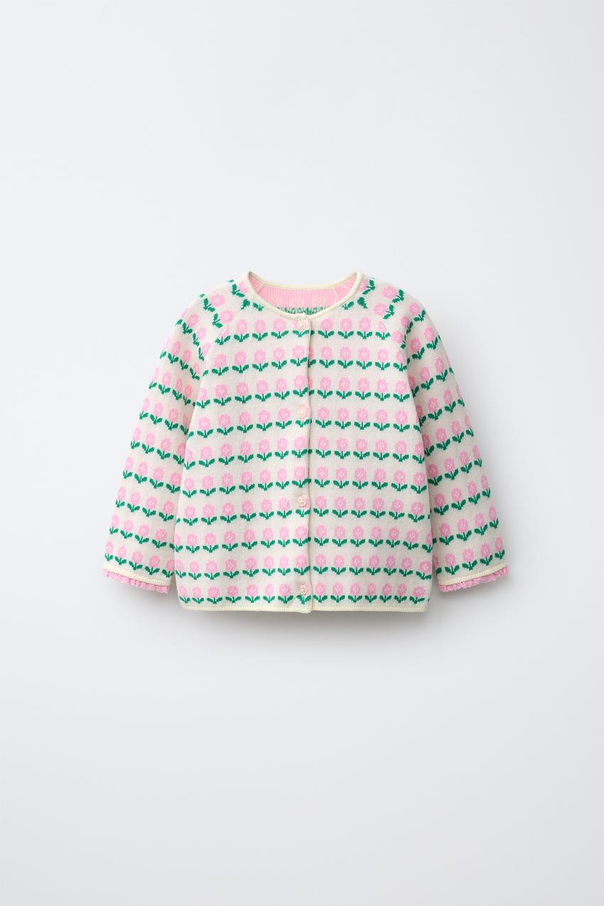 ZARA FLORAL JACQUARD CARDIGAN — photo 1