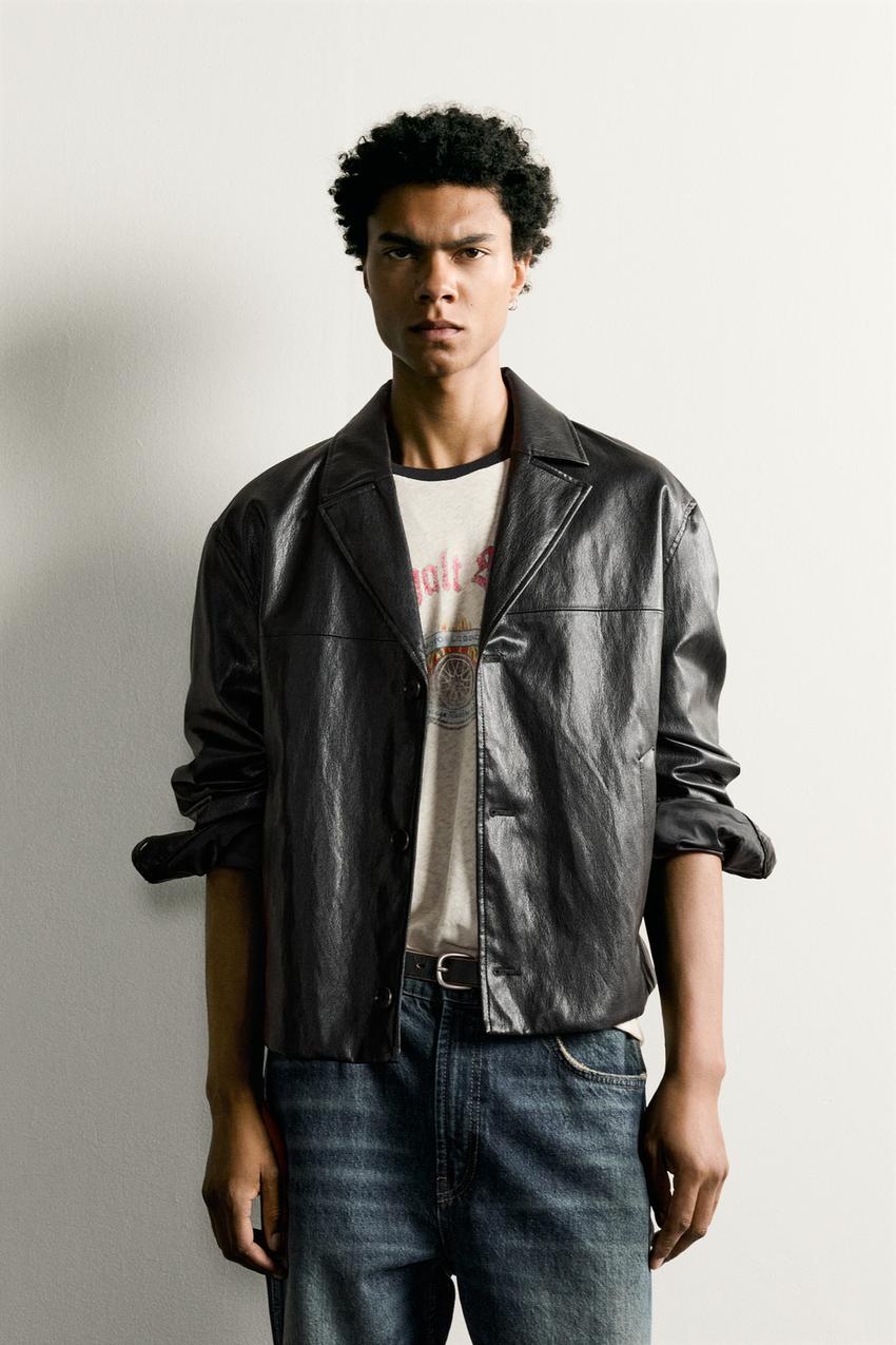 ZARA CROPPED FAUX LEATHER JACKET — photo 2