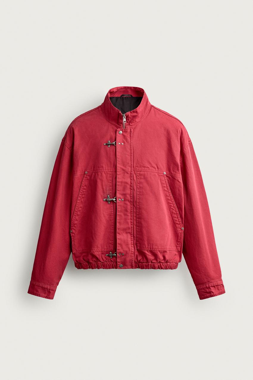 ZARA RELAXED FIT JACKET WITH METAL FIREMAN CLASPS — photo 1