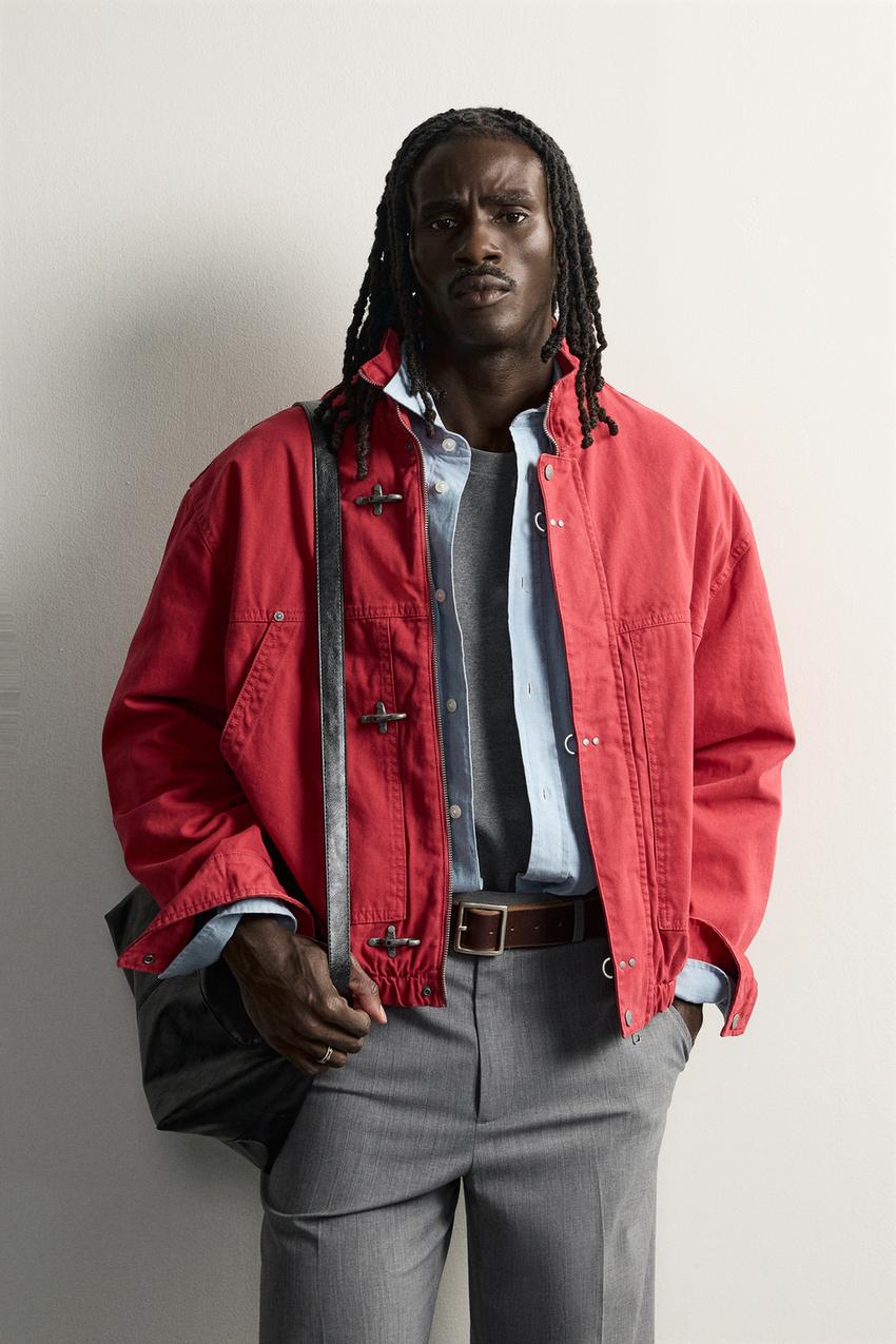 ZARA RELAXED FIT JACKET WITH METAL FIREMAN CLASPS — photo 2