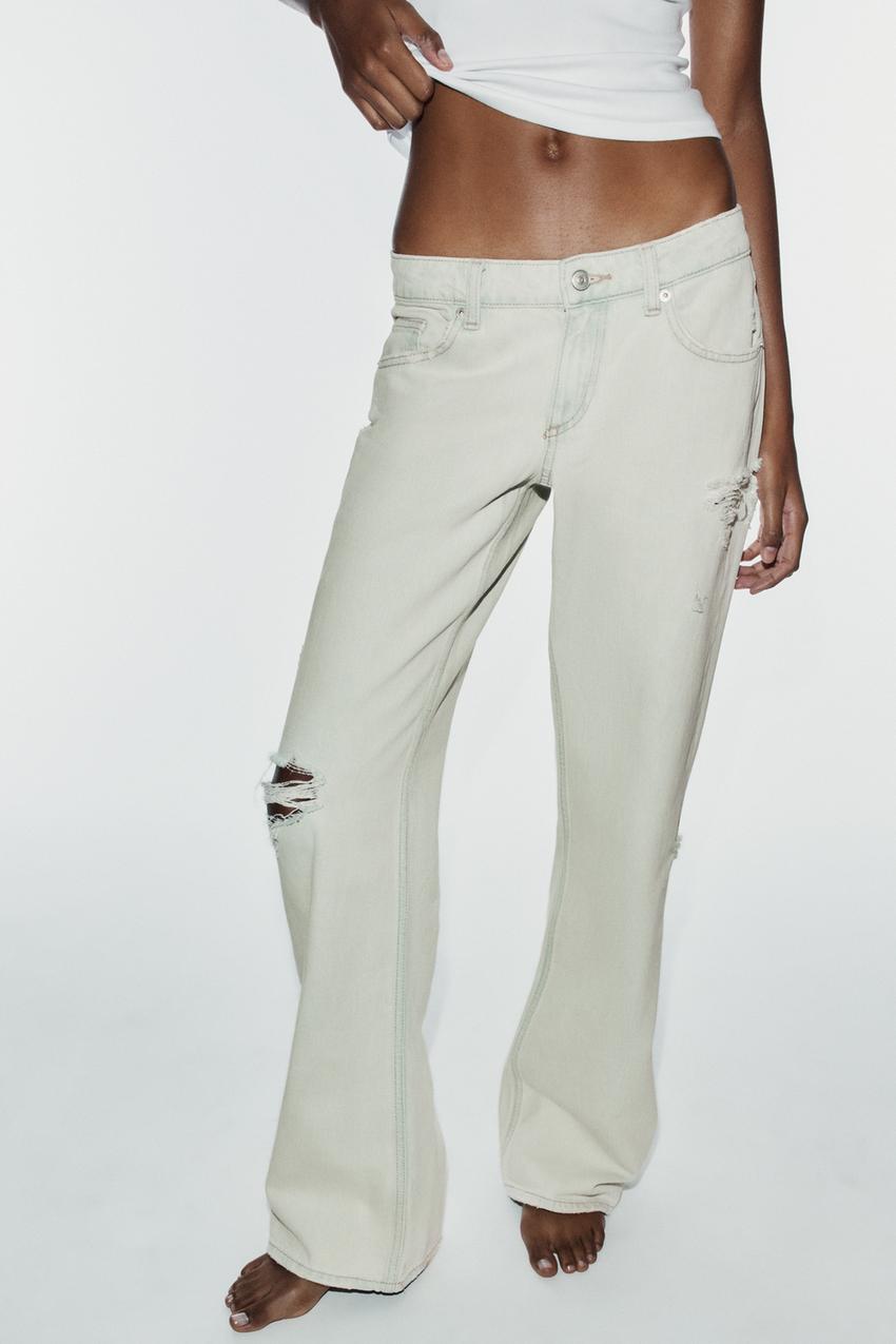 ZARA TRF DISTRESSED LOW-RISE WIDE-LEG JEANS — photo 2