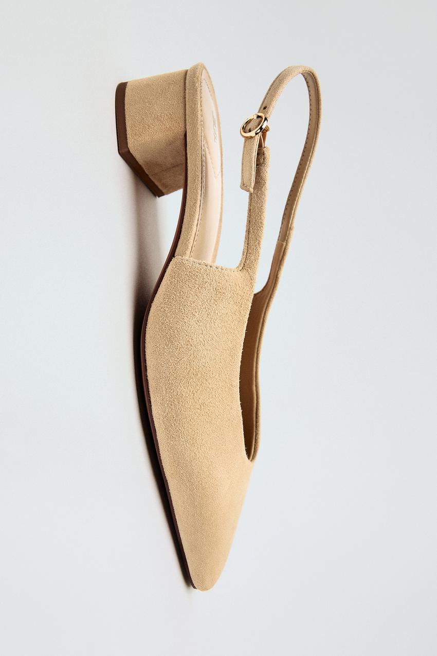 ZARA SPLIT SUEDE SLINGBACK SHOES — photo 1