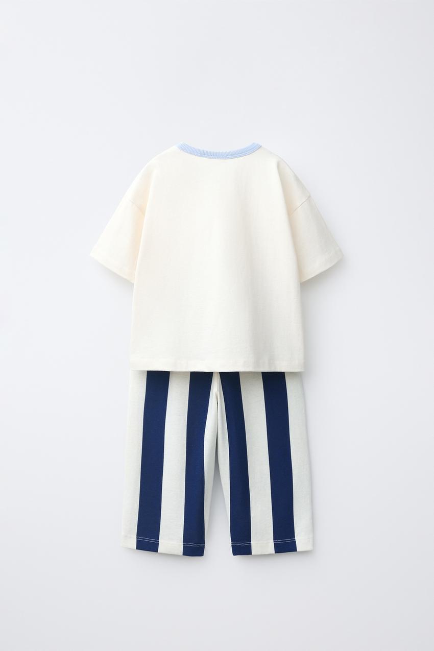 ZARA STRIPED T-SHIRT AND JOGGER SET — photo 2
