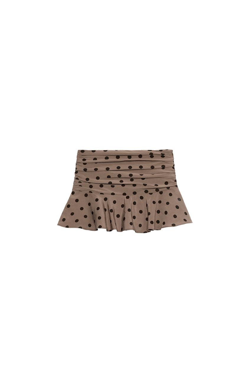 ZARA POLKA DOT FLOWY RUFFLE SKORT — photo 3