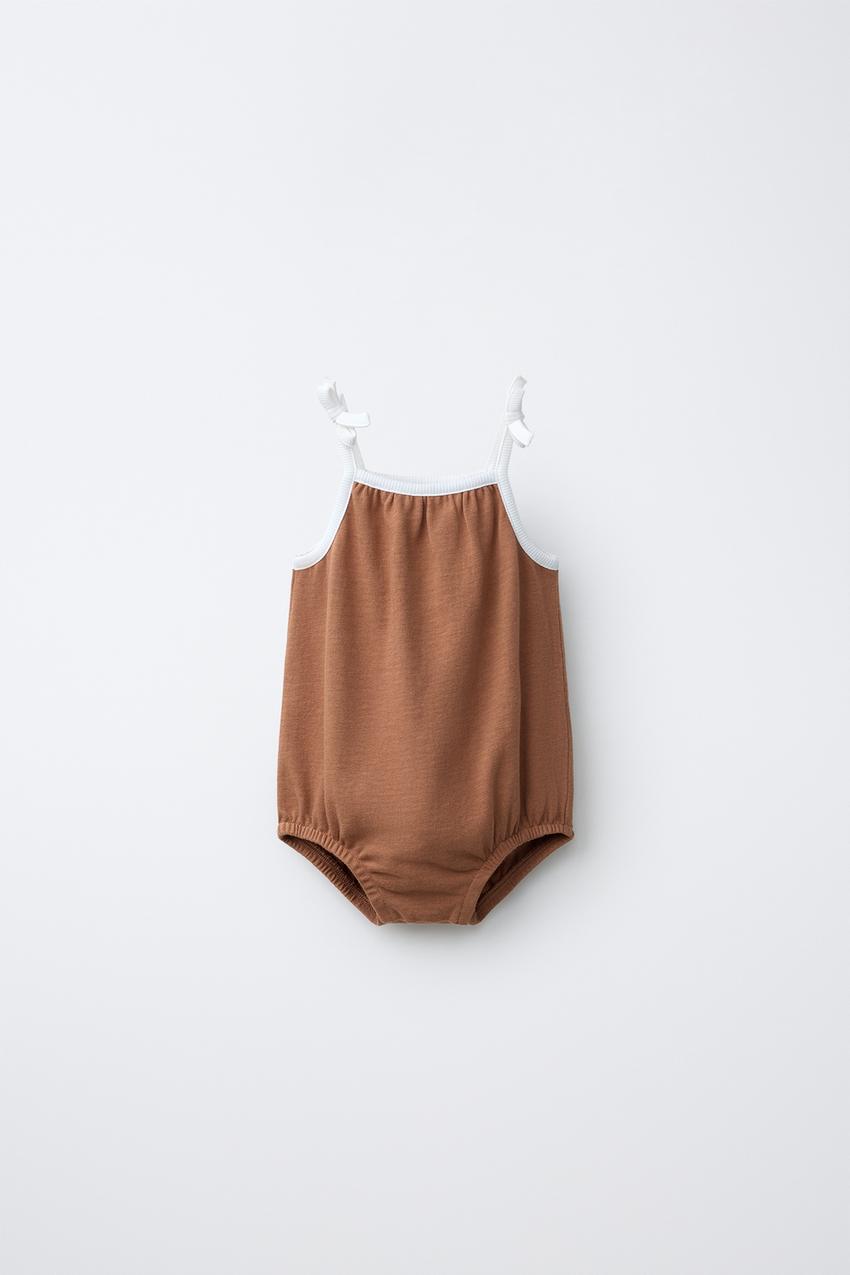 ZARA CONTRAST PIPING ROMPER — photo 1