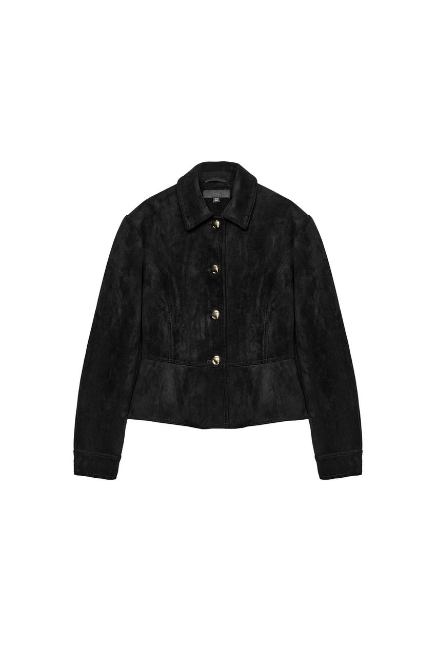 ZARA FAUX SUEDE JACKET WITH SHOULDER PADS — photo 3