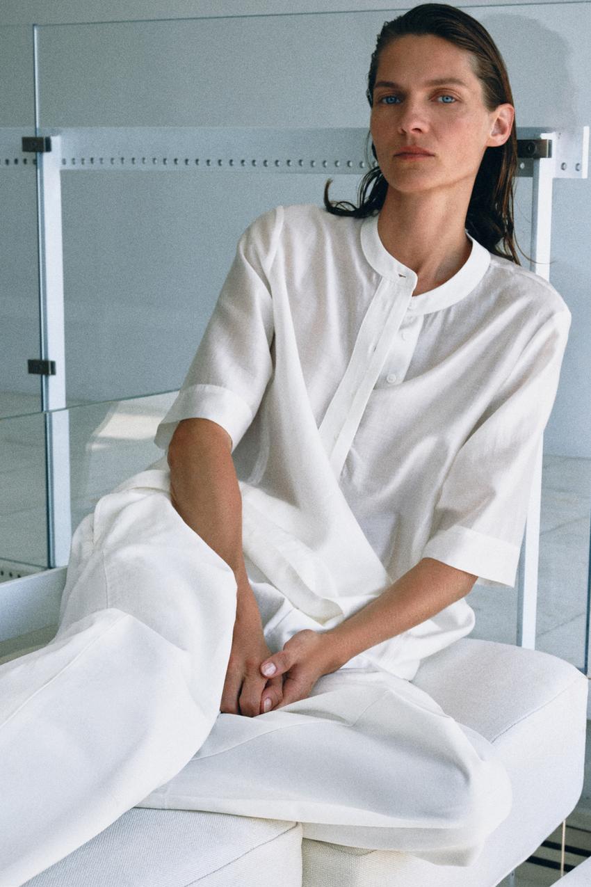 ZARA ZW COLLECTION SHORT SLEEVE FLOWY BLOUSE — photo 2