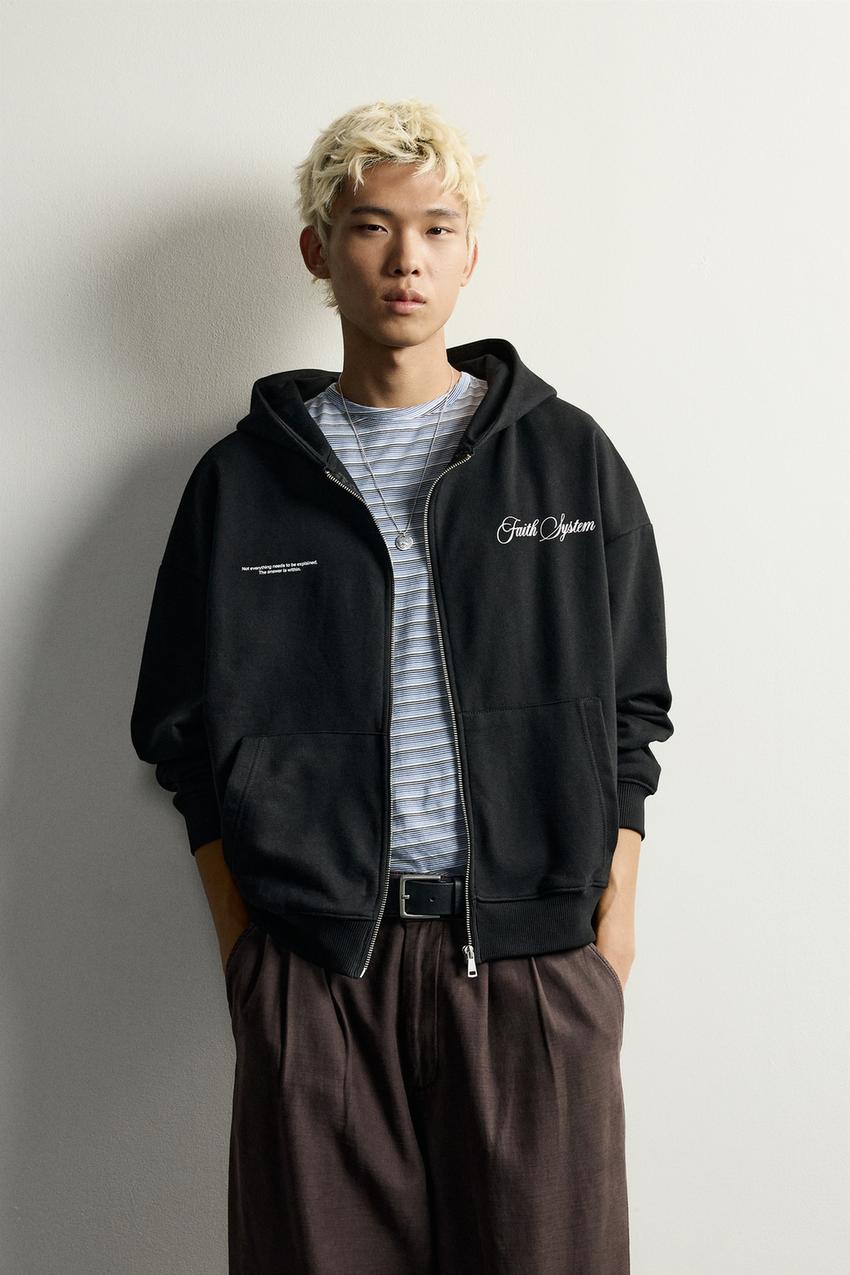 ZARA PRINTED ZIP-UP HOODIE — photo 2