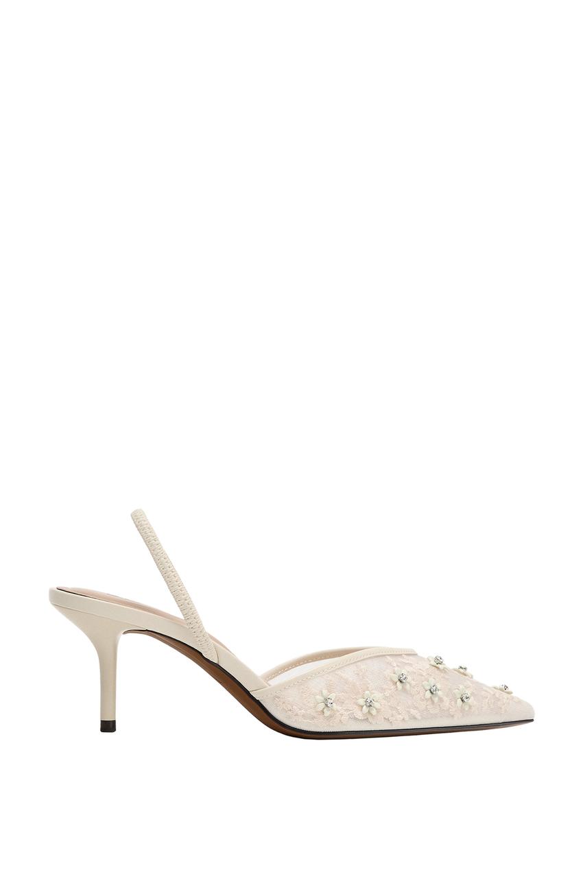ZARA MESH EMBELLISHED SLINGBACK HEELS — photo 3
