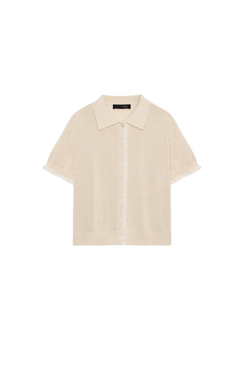 ZARA SHORT-SLEEVE LACE-TRIM CARDIGAN — photo 3