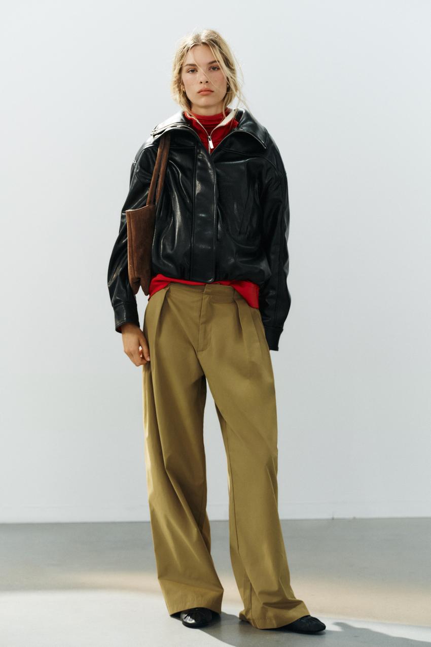 ZARA FAUX LEATHER BOMBER JACKET — photo 2