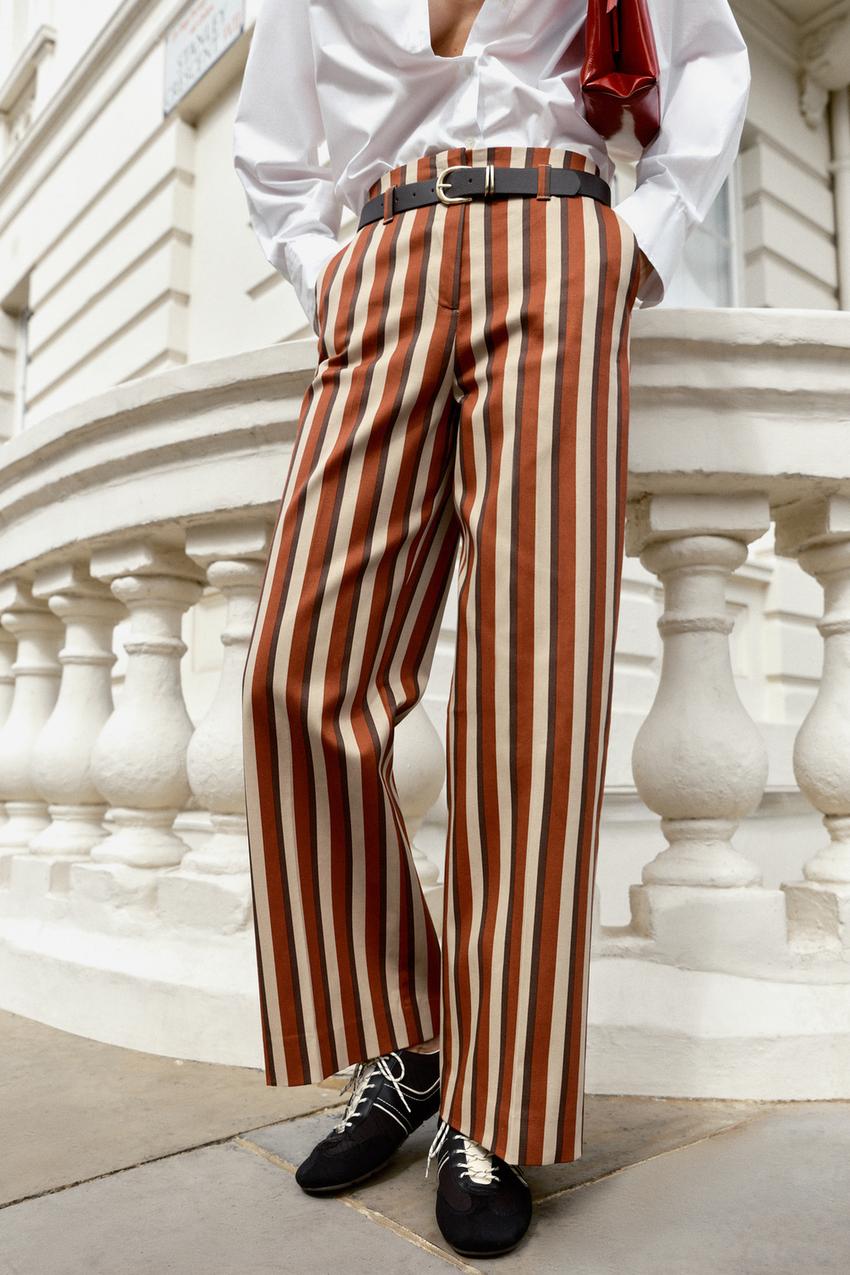 ZARA BELTED STRIPED TROUSERS — photo 2