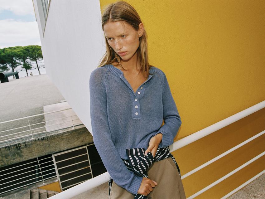 ZARA KNIT BUTTON-UP JUMPER — photo 1