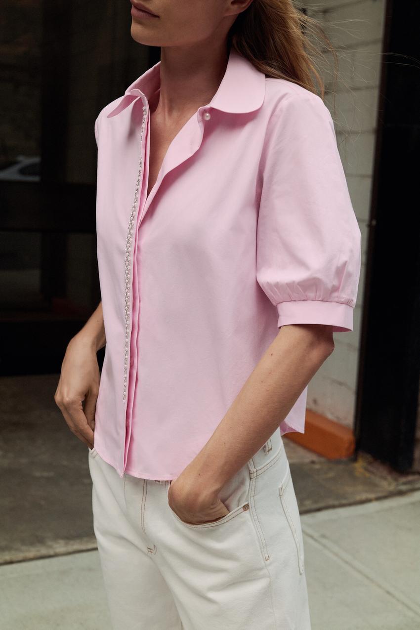 ZARA PEARL POPLIN SHIRT — photo 2