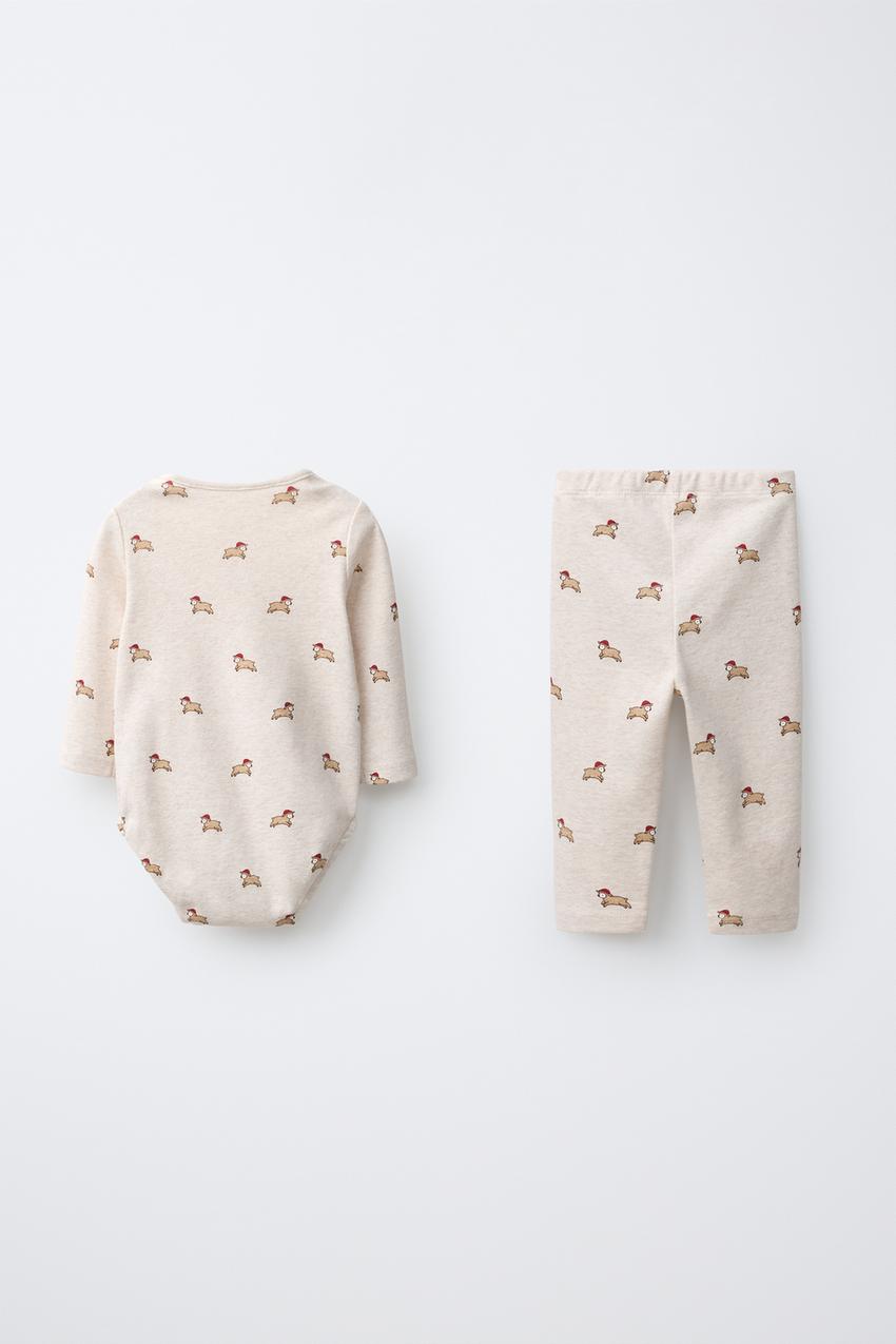 ZARA SHEEP PRINT BODYSUIT AND LEGGING SET — photo 2