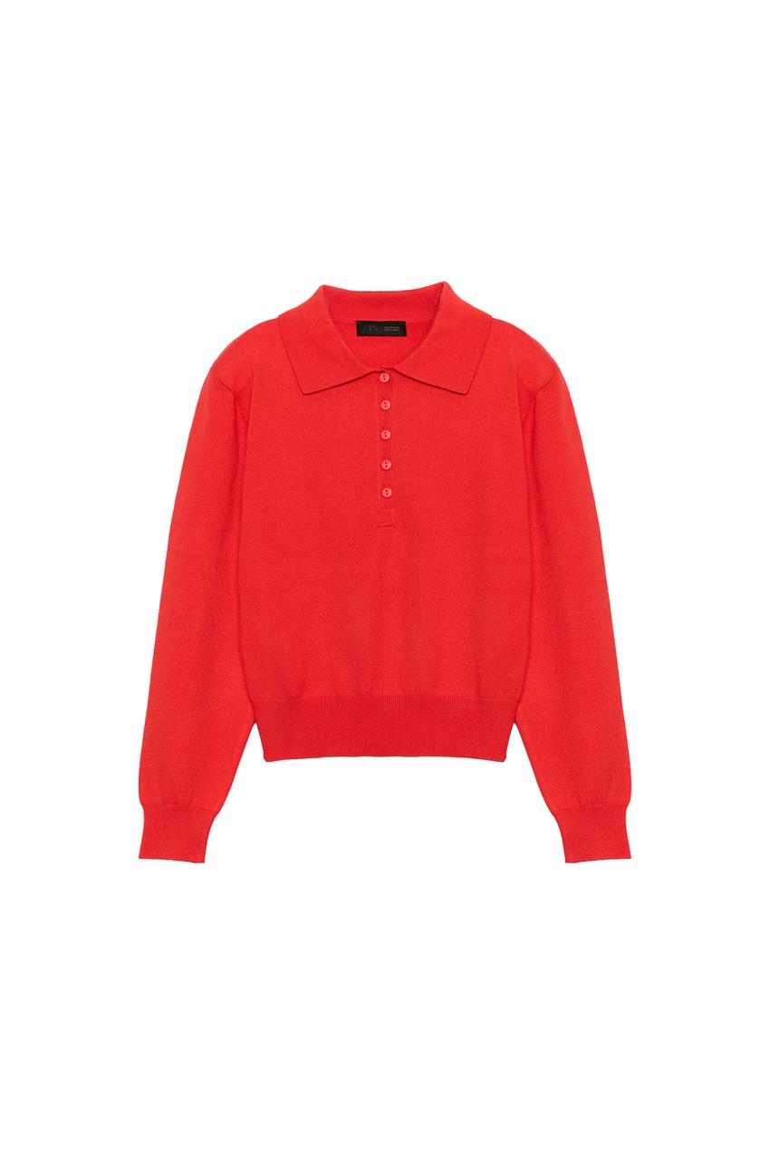 ZARA SHOULDER PAD KNIT POLO — photo 3