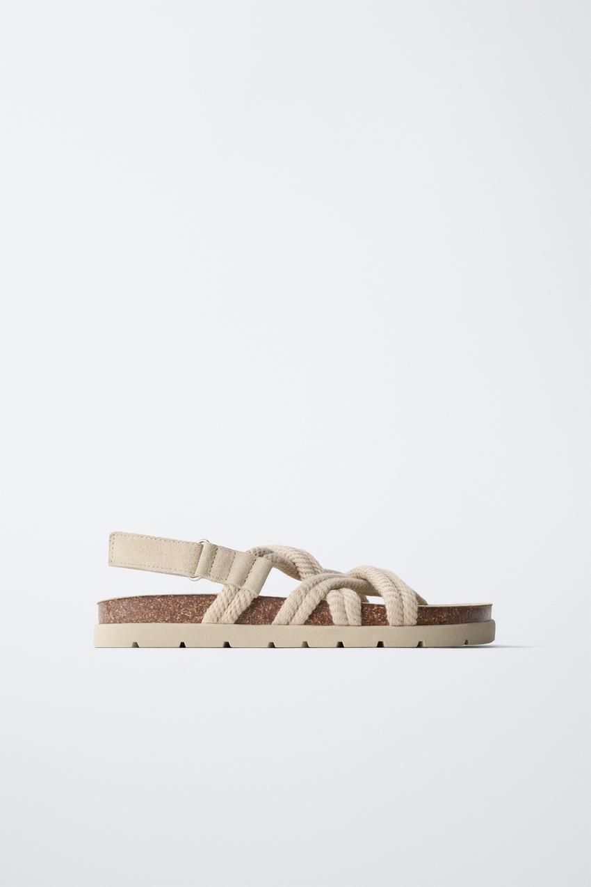 ZARA ROPE DESIGN LEATHER SANDALS — photo 1