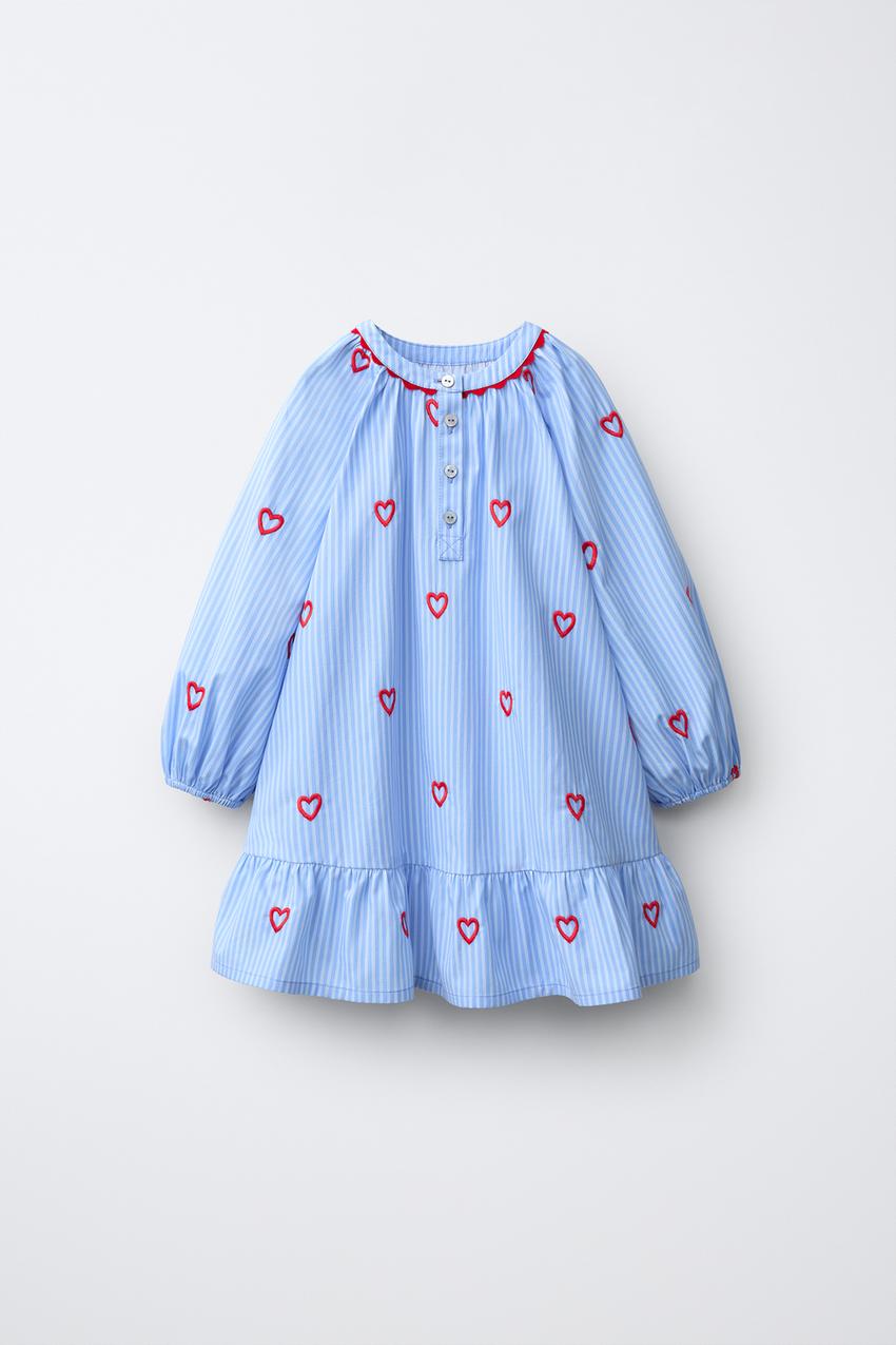 ZARA STRIPED EMBROIDERED HEART DRESS — photo 2