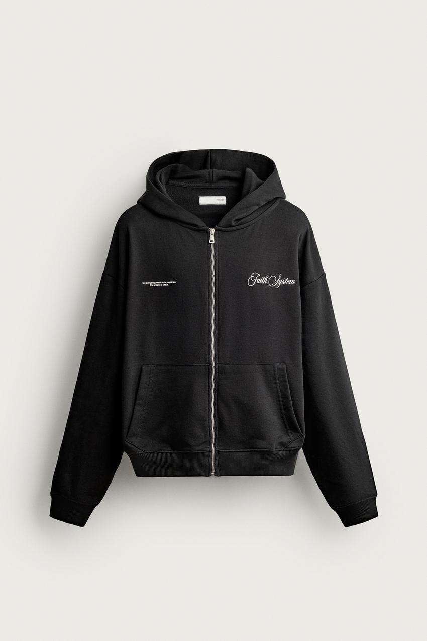 ZARA PRINTED ZIP-UP HOODIE — photo 1