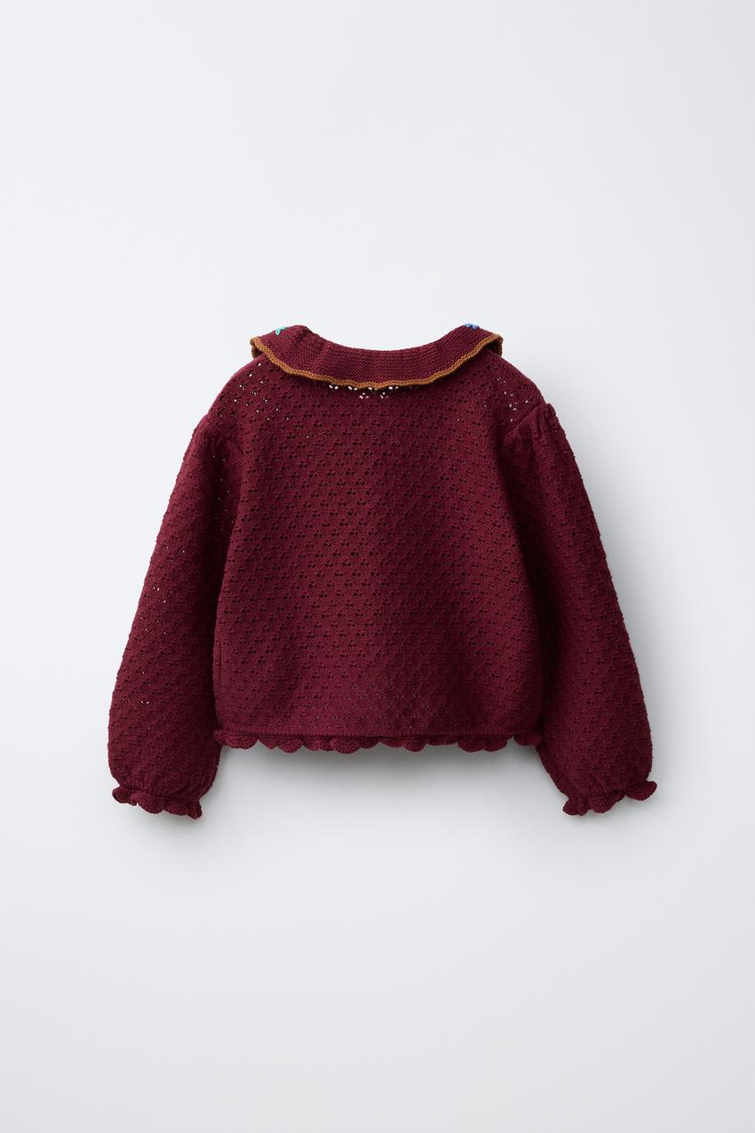 ZARA COTTON-LINEN EMBROIDERED CARDIGAN — photo 2
