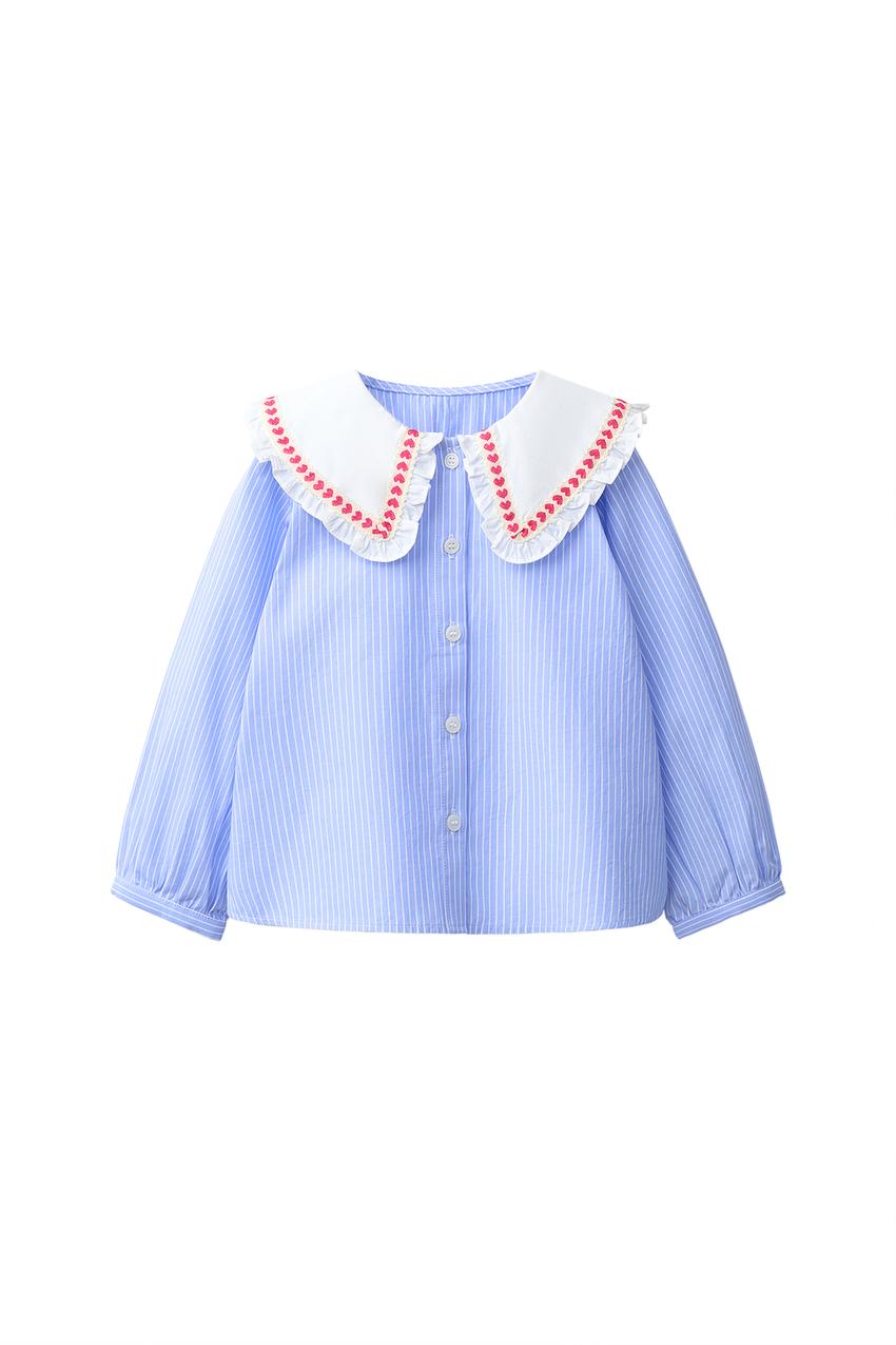 ZARA STRIPED HEART PETER PAN COLLAR SHIRT — photo 3