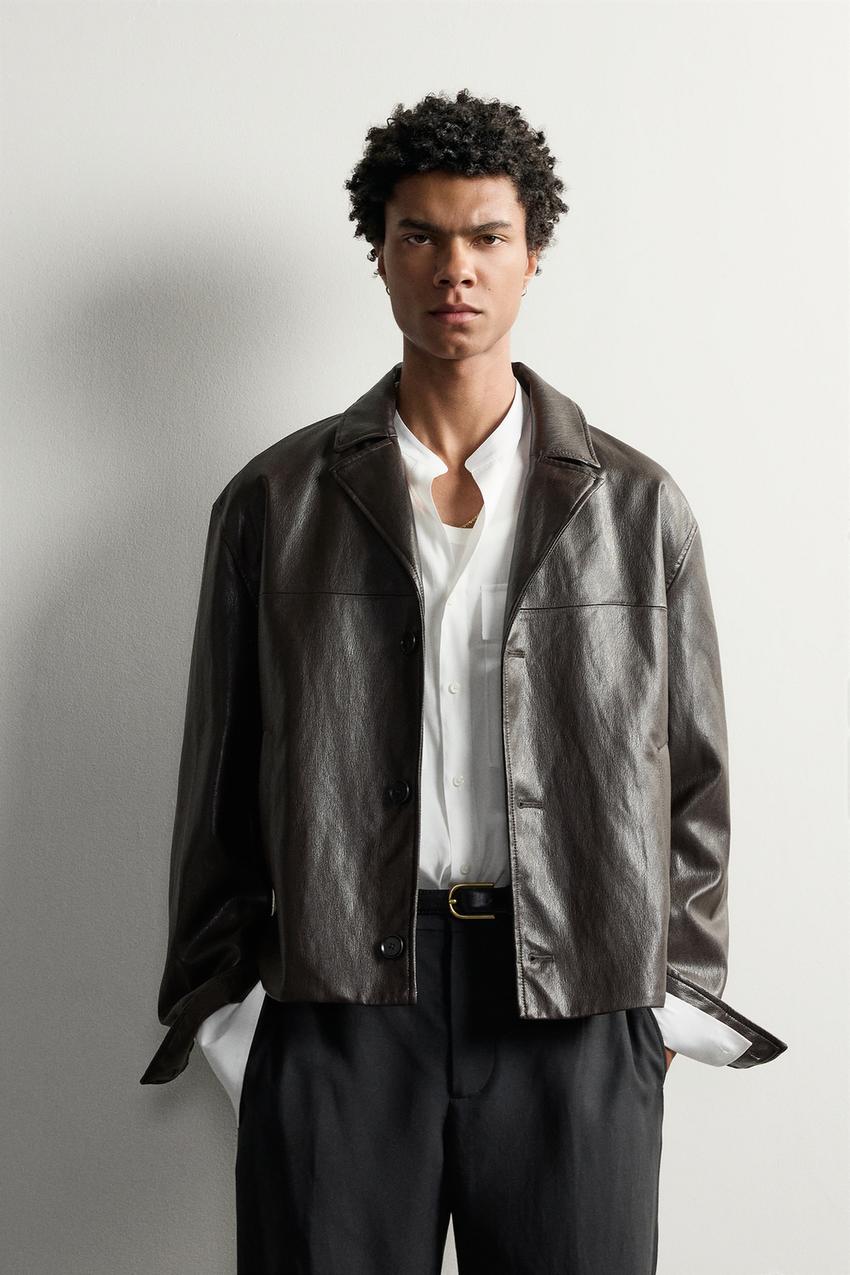 ZARA CROPPED FAUX LEATHER JACKET — photo 2