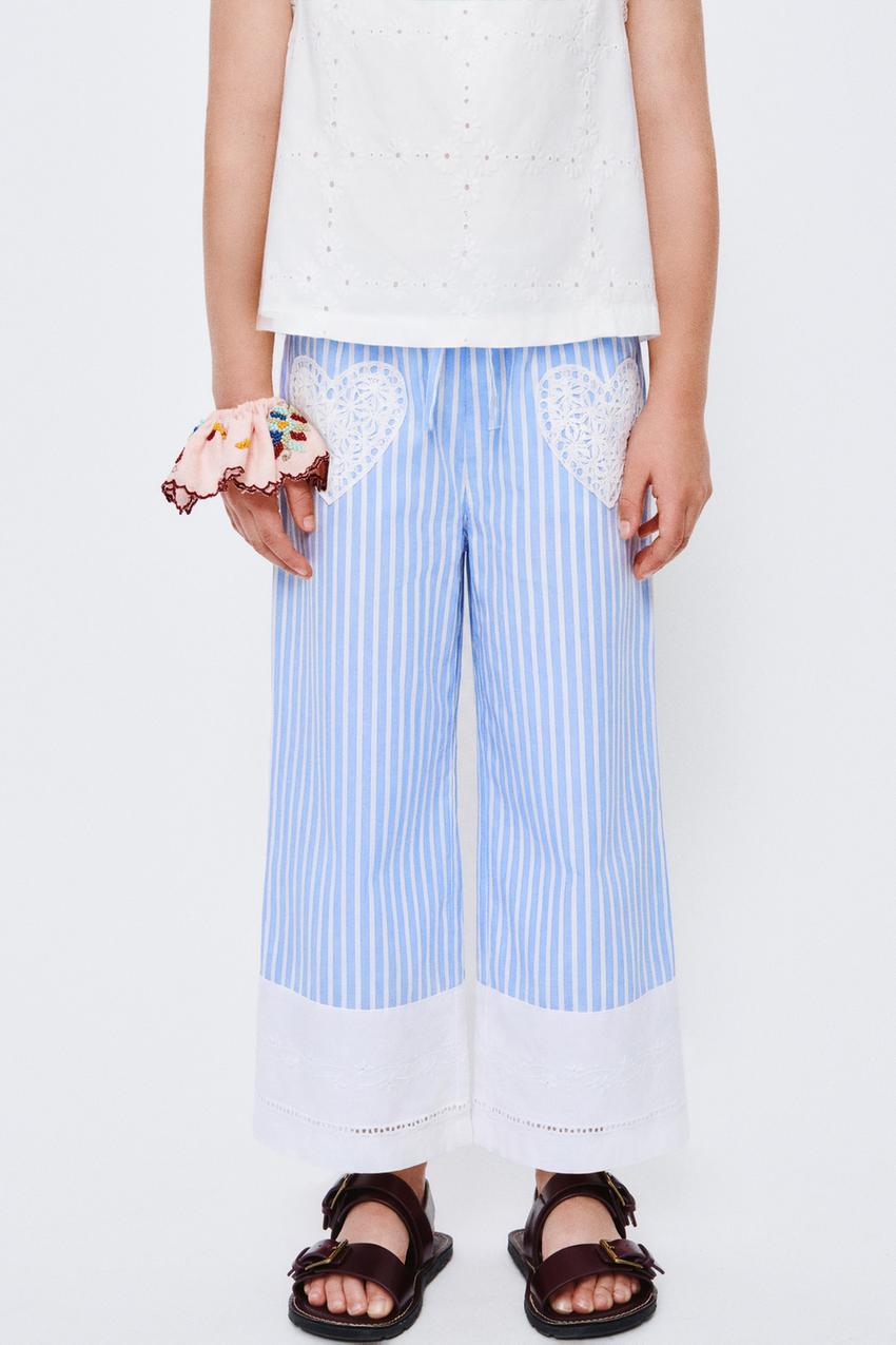 ZARA CROCHET HEART STRIPED PANTS — photo 1