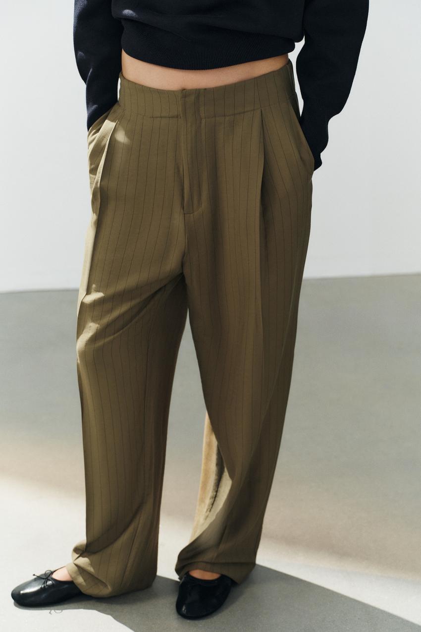 ZARA PLEATED FLOWY PANTS — photo 1