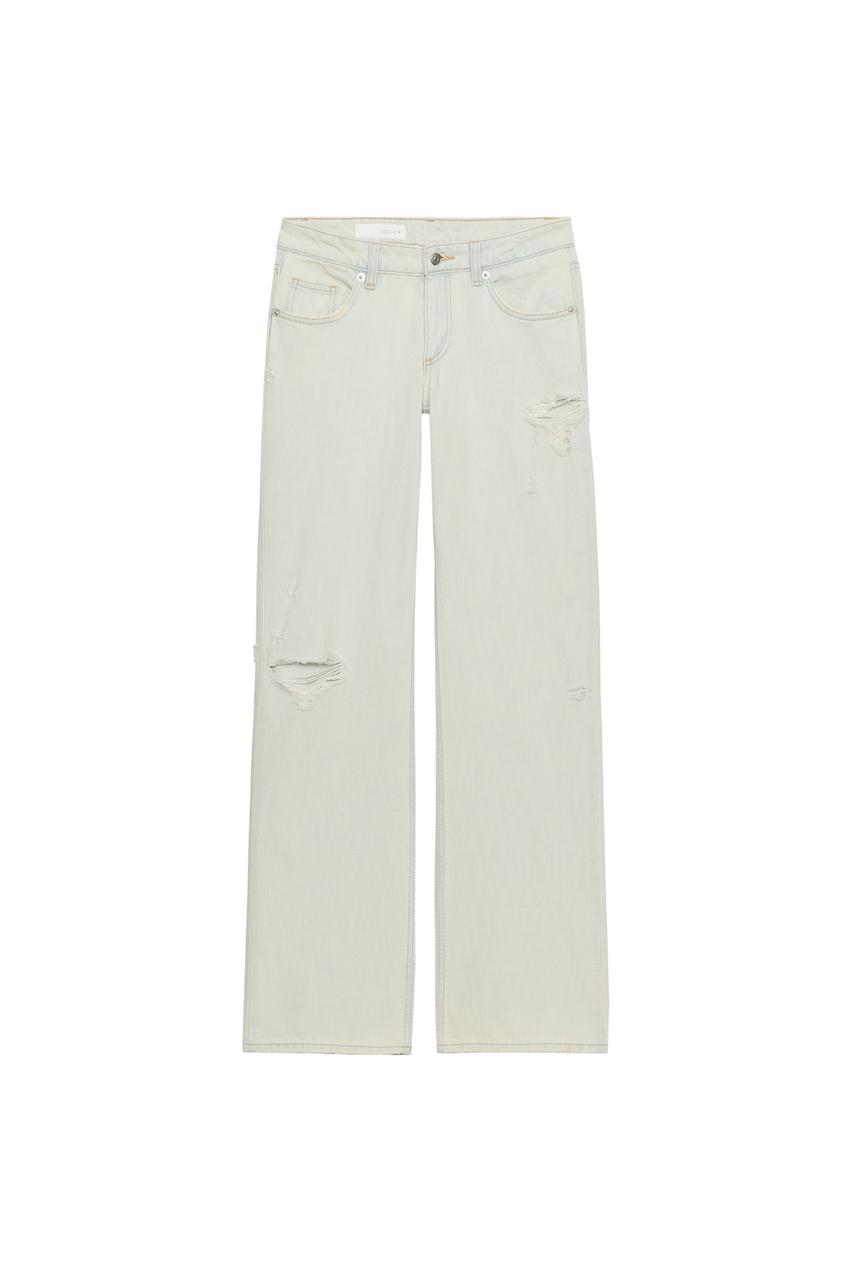 ZARA TRF DISTRESSED LOW-RISE WIDE-LEG JEANS — photo 3