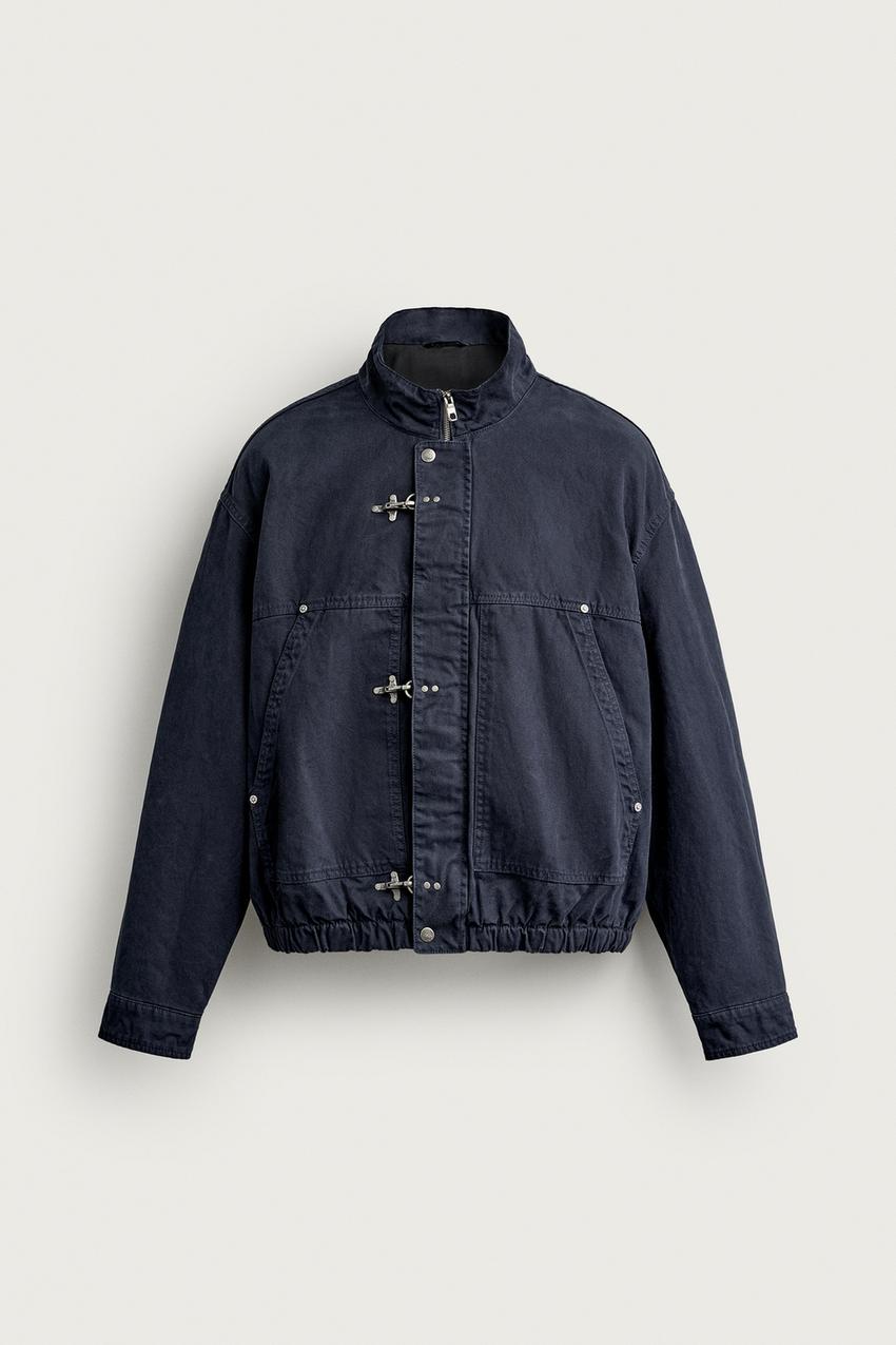 ZARA RELAXED FIT JACKET WITH METAL FIREMAN CLASPS — photo 1