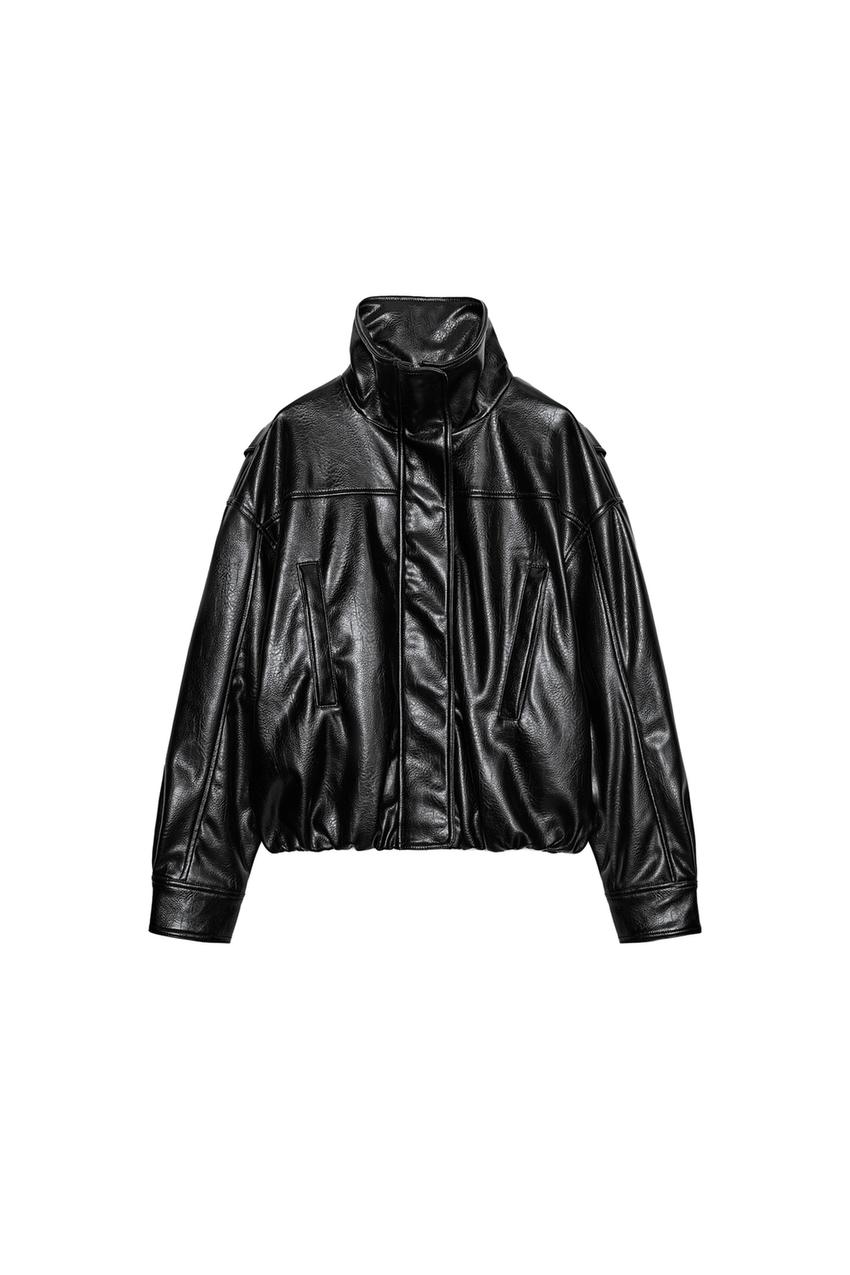 ZARA FAUX LEATHER BOMBER JACKET — photo 3