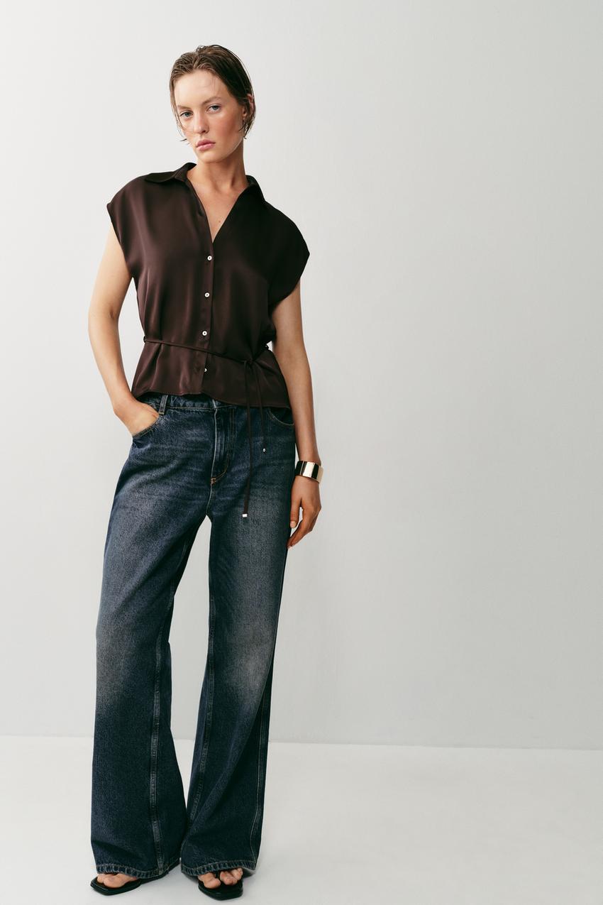 ZARA BELTED SATIN EFFECT SLEEVELESS SHIRT — photo 2