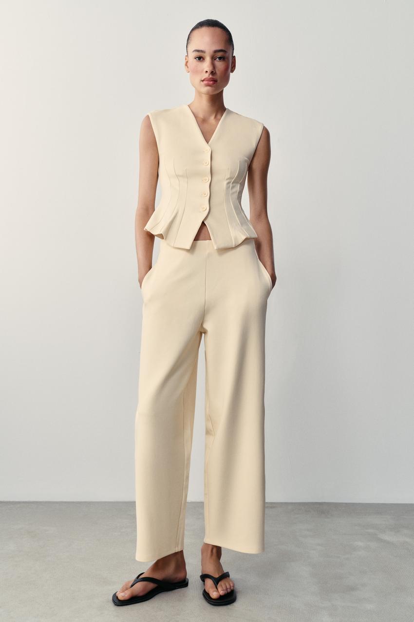 ZARA INTERLOCK BALLOON PANTS — photo 1