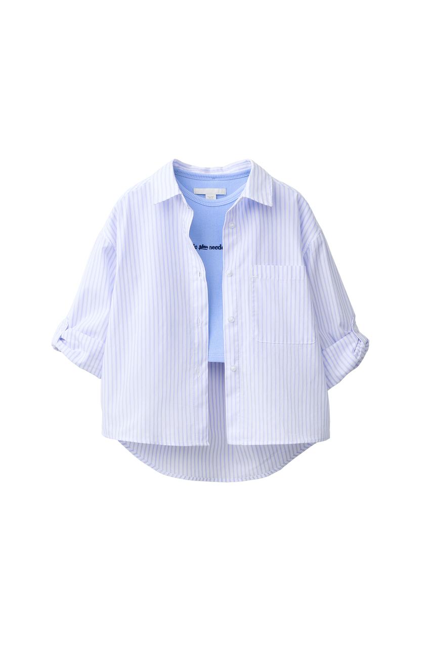 ZARA STRIPED SHIRT AND EMBROIDERED RIB T-SHIRT SET — photo 3
