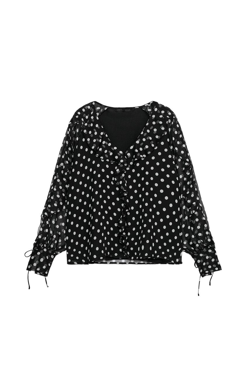 ZARA POLKA-DOT RUFFLE BLOUSE — photo 3