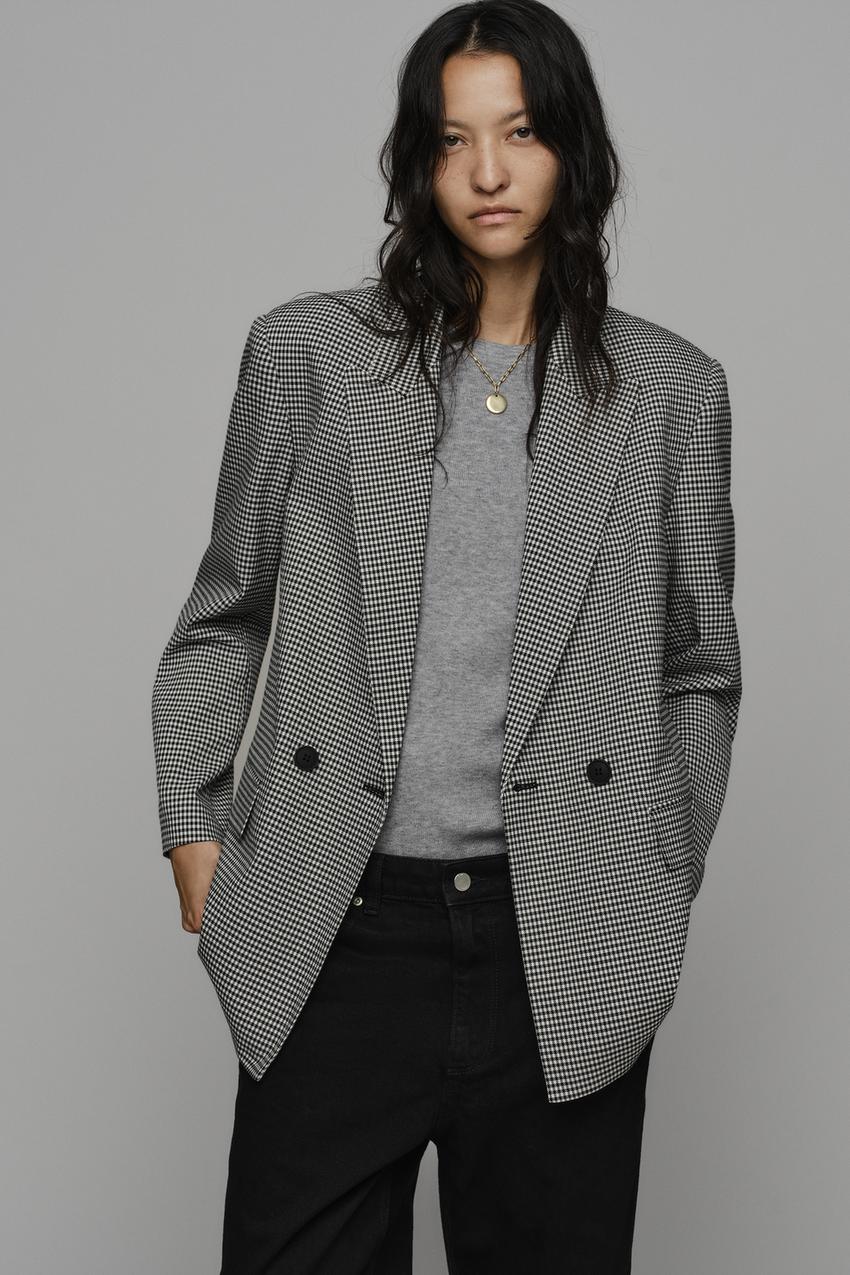 ZARA OVERSIZED HOUNDSTOOTH DOUBLE-BREASTED BLAZER — photo 2