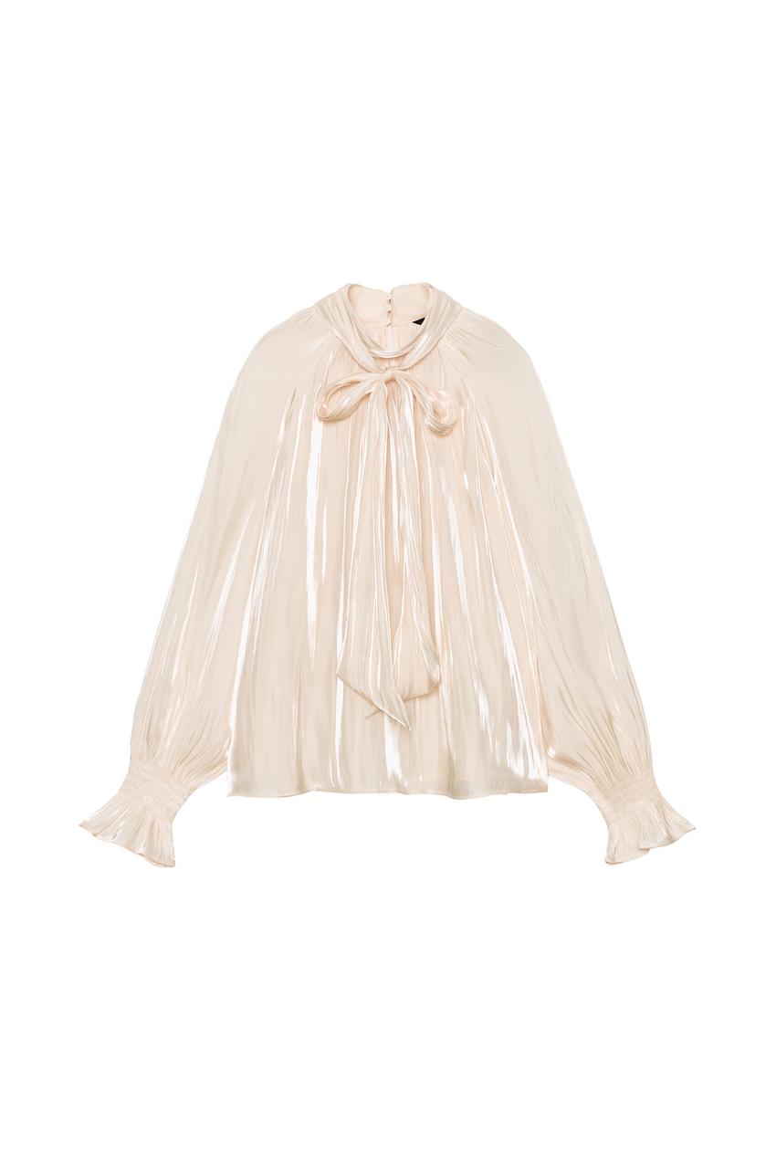 ZARA SATIN TIE BLOUSE — photo 2