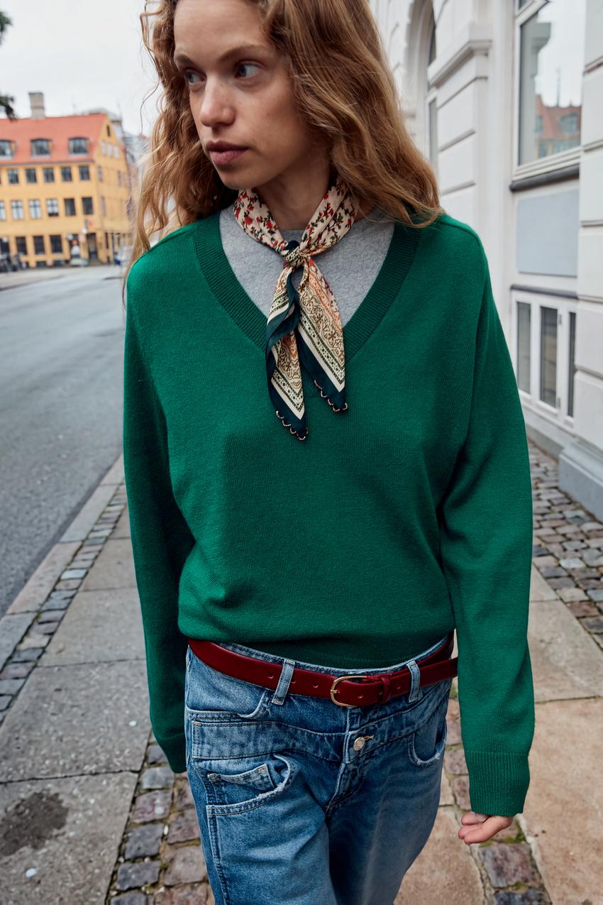 ZARA WOOL V-NECK JUMPER — photo 1
