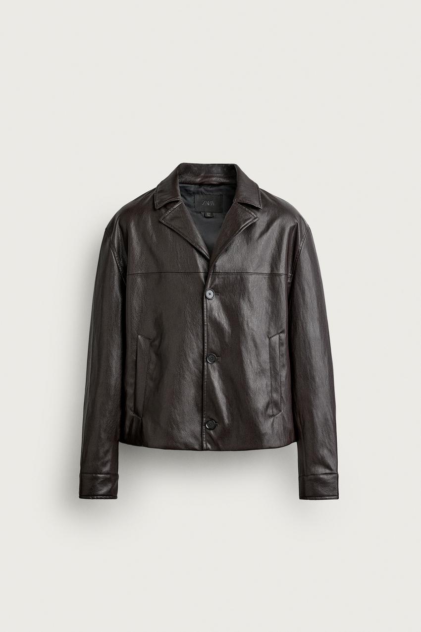 ZARA CROPPED FAUX LEATHER JACKET — photo 1
