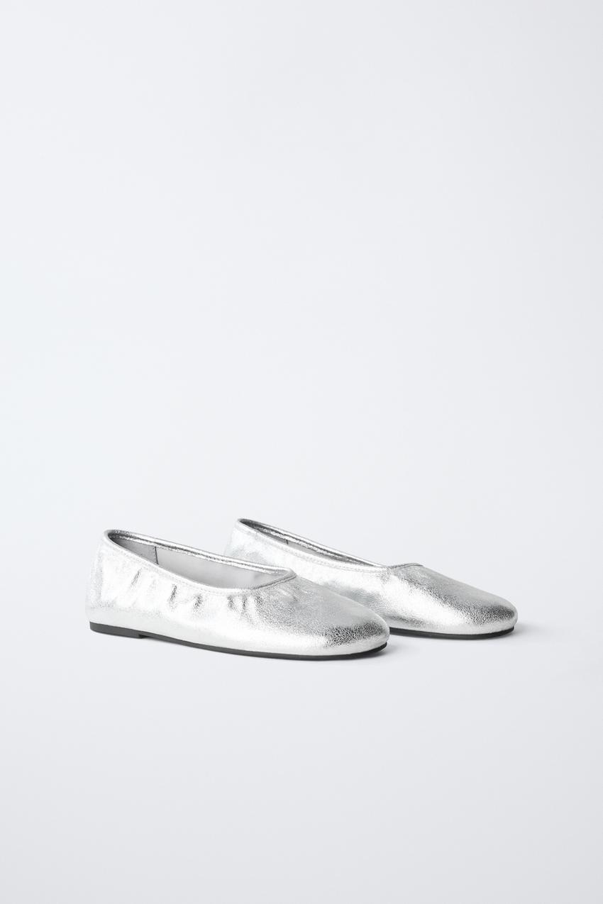 ZARA SILVER BALLET FLATS — photo 2