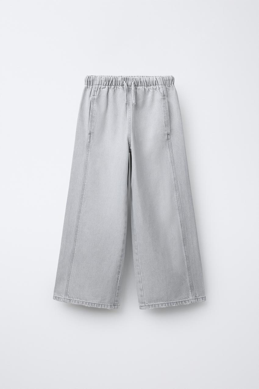 ZARA WIDE LEG JEANS WITH DRAWSTRINGS — photo 1